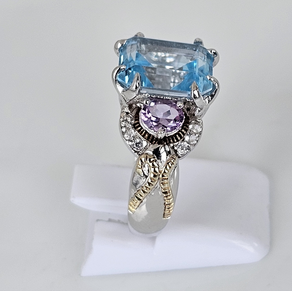 Rare Victoria Wieck Blue Topaz & Amethyst Ring Sterling Silver Size 7! - Picture 4 of 10
